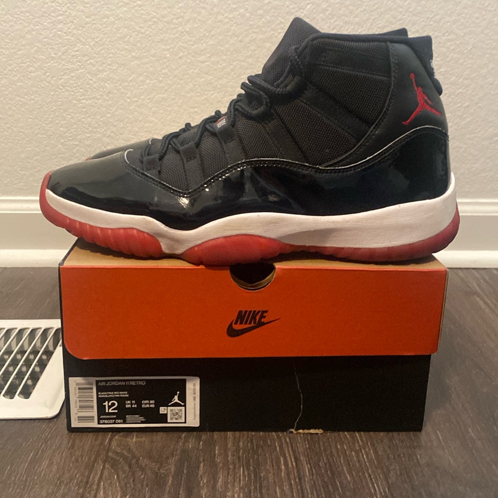 Air Jordan Retro 11 Bred Playoffs/ Black True Red White/ Size 12